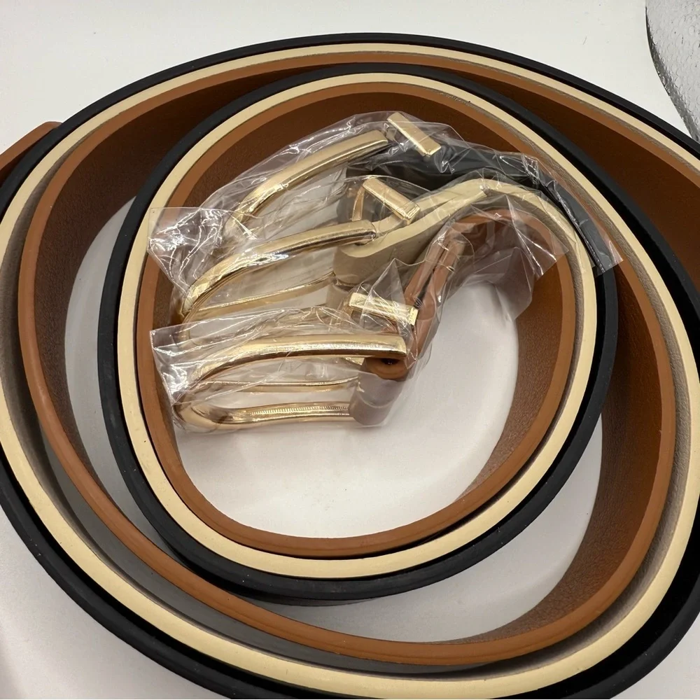 Belt Set - Black, Camel and Cream